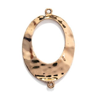 Zamak Composants Avec 2 Anneaux Créole Ovale Usiné 30x46mm 26pz Doré Clair
