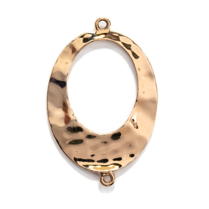 Zamak Composants Avec 2 Anneaux Créole Ovale Usiné 30x46mm 26pz Doré Clair