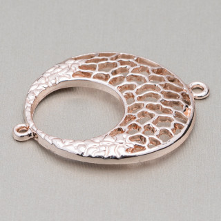 Componenti Di Zama A 2 Anellini Creola Tonda Forata 32x39mm 26pz Oro Rosa Light