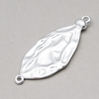 Zamak Components With 2 Rings Forded Leaf 20x47mm 30pcs Silver