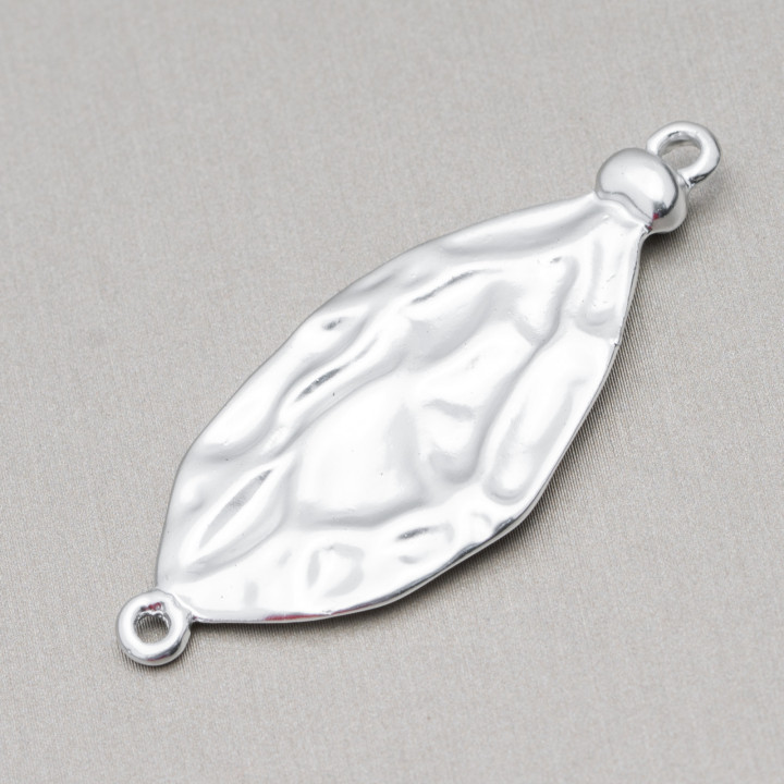 Componenti Di Zama A 2 Anellini Foglia Battuta 20x47mm 30pz Silver