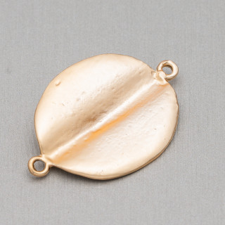 Zamak Components With 2 Rings Oval Leaf 26x40mm 30 τμχ Ανοιχτό Χρυσό