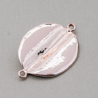 Composants Zamak Avec 2 Anneaux Feuille Ovale 26x40mm 30pcs Or Rose Clair
