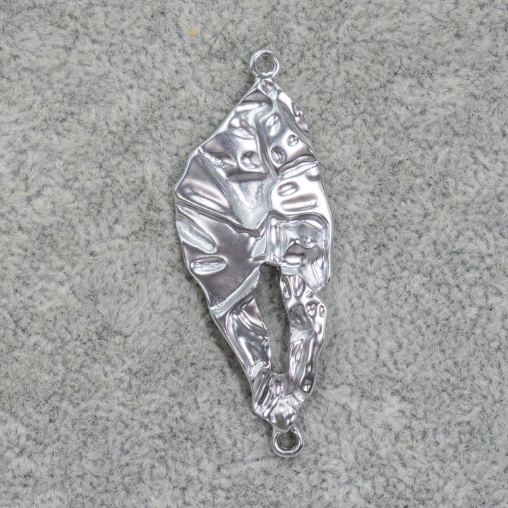 Zamak-Komponenten mit 2 Ringen, stilisiertes Blatt, 20 x 54 mm, 20 Stück, Silber