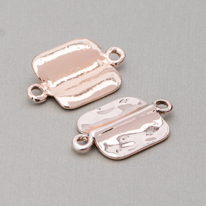 Εξαρτήματα Zamak Με 2 Τετράγωνα Δαχτυλίδια 15x24mm 45τμχ Ανοιχτό Ροζ Χρυσό