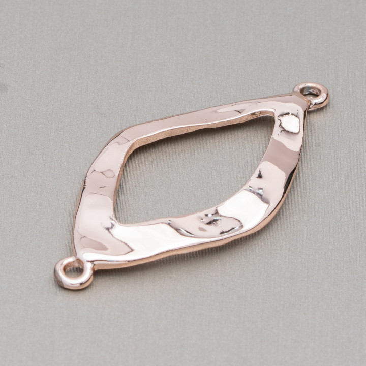 Componentes De Zamak Con 2 Anillos Rombos 23x46mm 30pzs Oro Rosa Claro