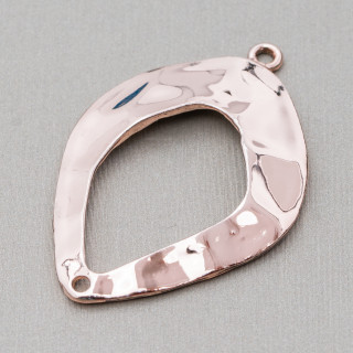 Zamak Components With 2 Rhings Rhomboidal Perforated 30x44mm 30pcs Light Rose Gold