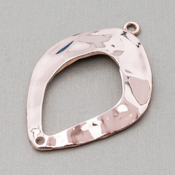 Componentes De Zamak Con 2 Anillos Romboidales Perforados 30x44mm 30pzs Oro Rosa Claro