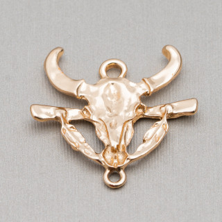 Zamak Components With 2 Rings Buffalo Head 31x31mm 30τμχ Ανοιχτό Χρυσό