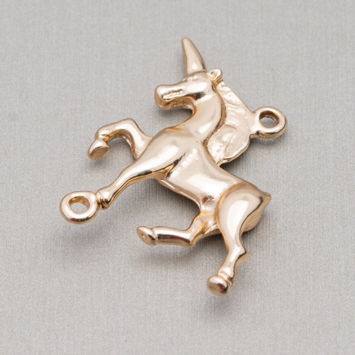 Componenti Di Zama A 2 Anellini Unicorno 24x31mm 20pz Dorato Light
