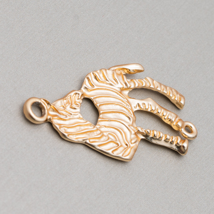 Zamak Components With 2 Rings Zebra 26x44mm 20τμχ Ανοιχτό Χρυσό