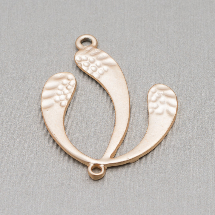 Componentes Fancy Leaf Zamak Con 2 Anillos 27x35mm 40pcs Golden Light