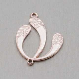 Fancy Leaf Zamak-Komponenten mit 2 Ringen 27 x 35 mm 40 Stk. Helles Roségold