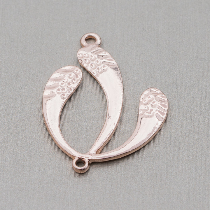 Componentes Fancy Leaf Zamak Con 2 Anillos 27x35mm 40pzs Oro Rosa Claro