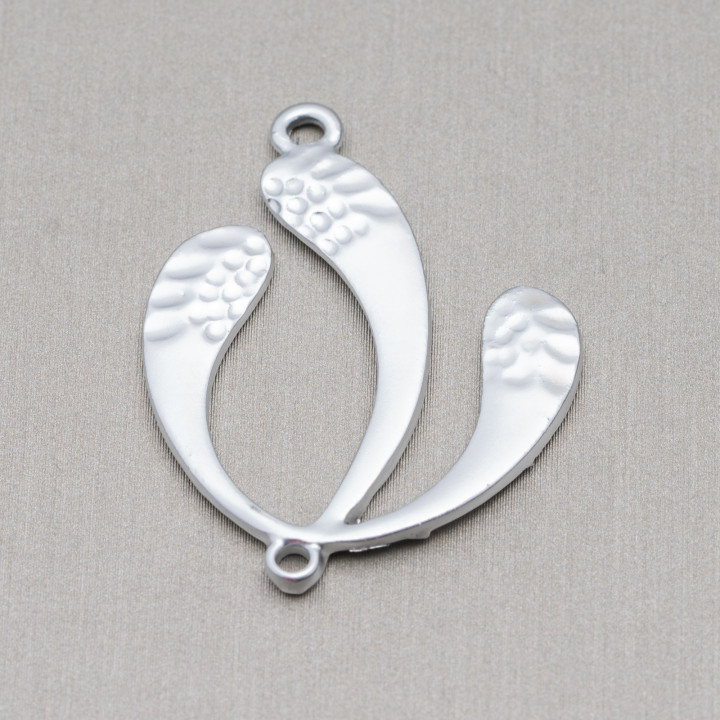Fancy Leaf Zamak-Komponenten mit 2 Ringen 27 x 35 mm 40 Stück Silber