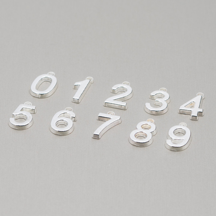 Composants Pendentifs Laiton Breloques Chiffres Mélangés 200g Argent Assorti