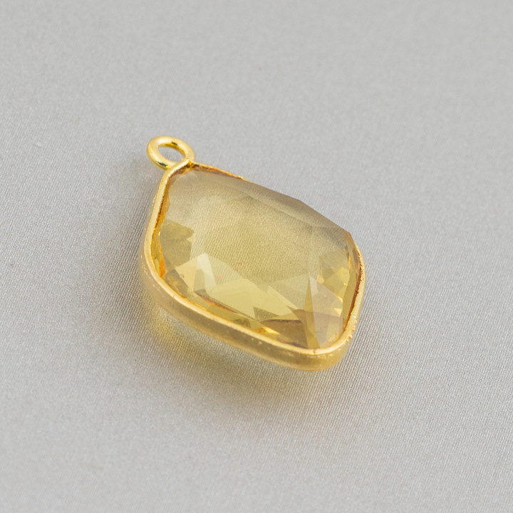 Cabochon-Komponentenverbinder-Set mit 17 x 22 mm Rhombus-Kristallen mit 1 Ring, 10 Stück, goldgelb