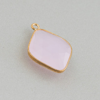 Juego de conectores de componentes de cabujón de cristales de rombo de 17x22 mm con 1 anillo de oro rosa de 10 piezas