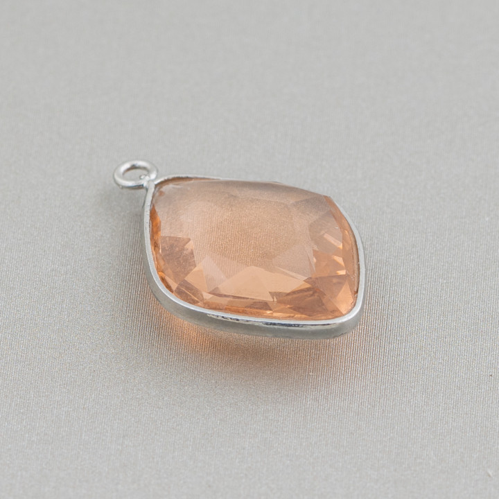 Juego de conectores de componente de cabujón de cristales de rombo de 17x22 mm con 1 anillo 10 piezas champán chapado en rodio