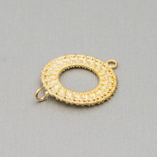 Patterned Raw Bronze Component Connector Circle 20mm 20pcs