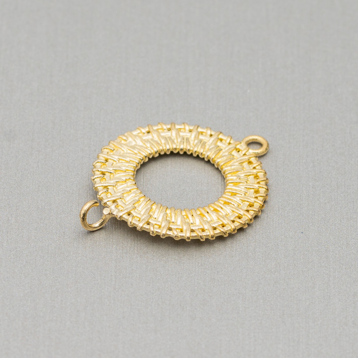 Patterned Raw Bronze Component Connector Circle 20mm 20pcs