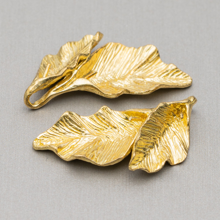 Connecteur de composants en bronze brut fantaisie à double feuille 18x32mm 14pcs