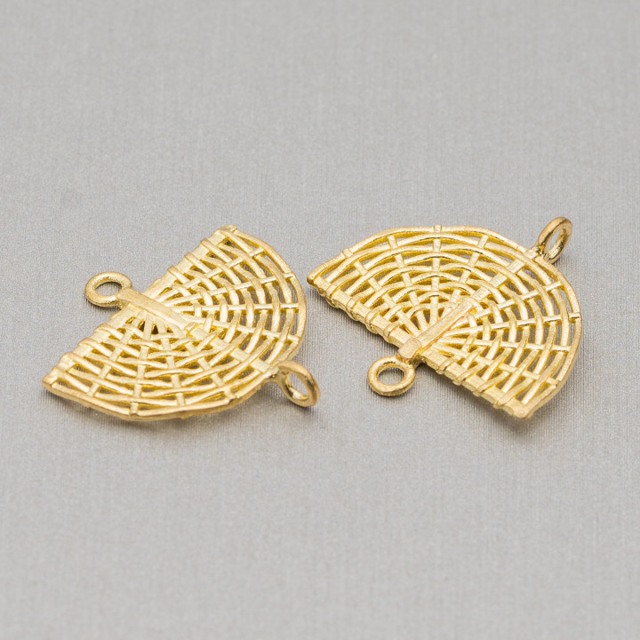 Raw Bronze Component Connector Fan Pattern 20x20mm 24pcs