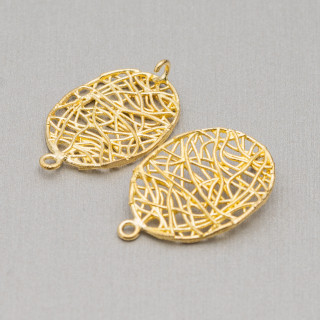 Conector Componente Bronce Oval Perforado 15x24mm 24pcs