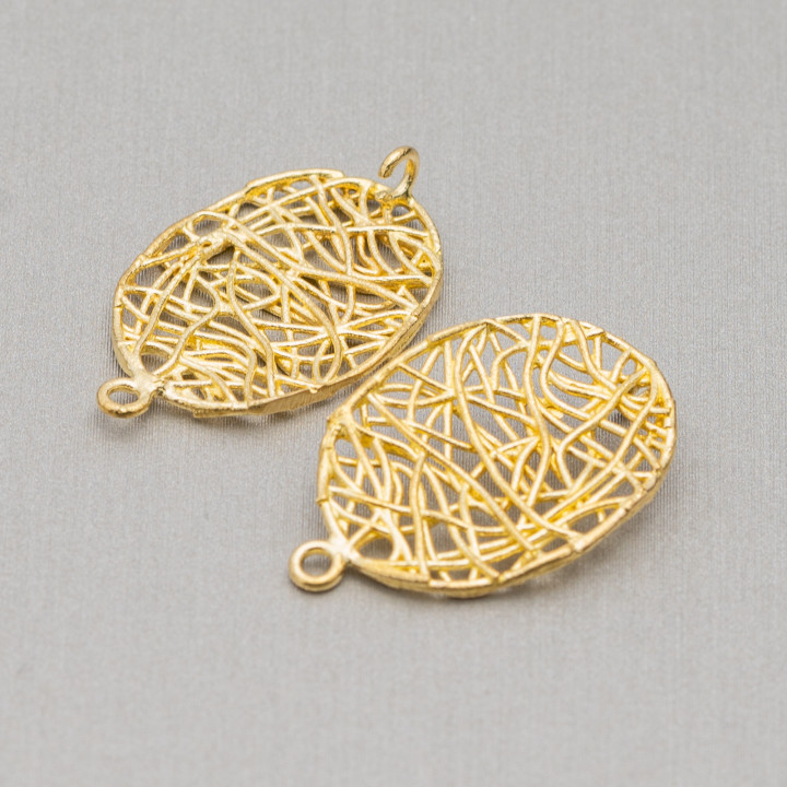 Connettore Componente Di Bronzo Ovale Traforato 15x24mm 24pz
