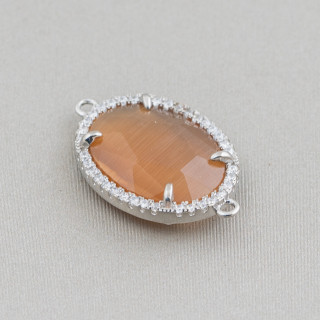 Conector Componente Latón Con Cristales Incrustados Y Circonitas 15x20mm 10pcs Rodio Y Marrón