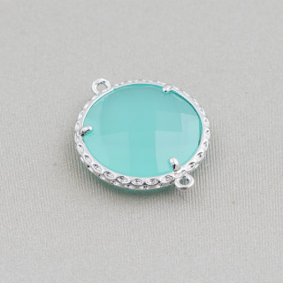 Connecteur de composant en laiton avec cristaux intégrés rond 18mm 10pcs eau plaquée rhodium