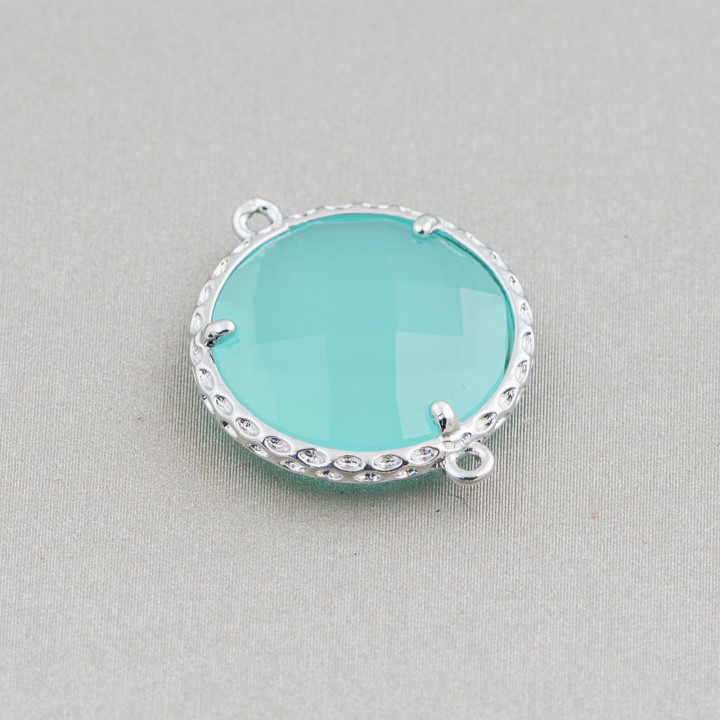 Connecteur de composant en laiton avec cristaux intégrés rond 18mm 10pcs eau plaquée rhodium