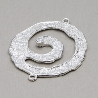 Conector Latón Componente Con Zircon Circle 40x50 10pcs Rodio