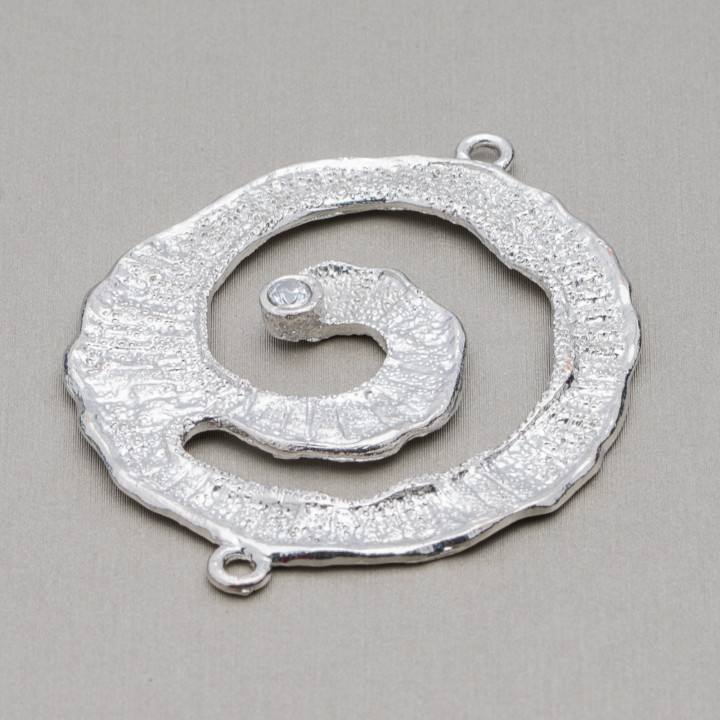 Connecteur Laiton Composant Avec Zircon Cercle 40x50 10pcs Rhodium