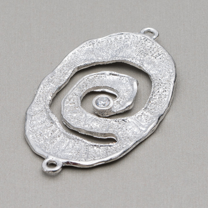 Connettore Componente Di Ottone Con Zircone Ovale 30x50 10pz Rodiato