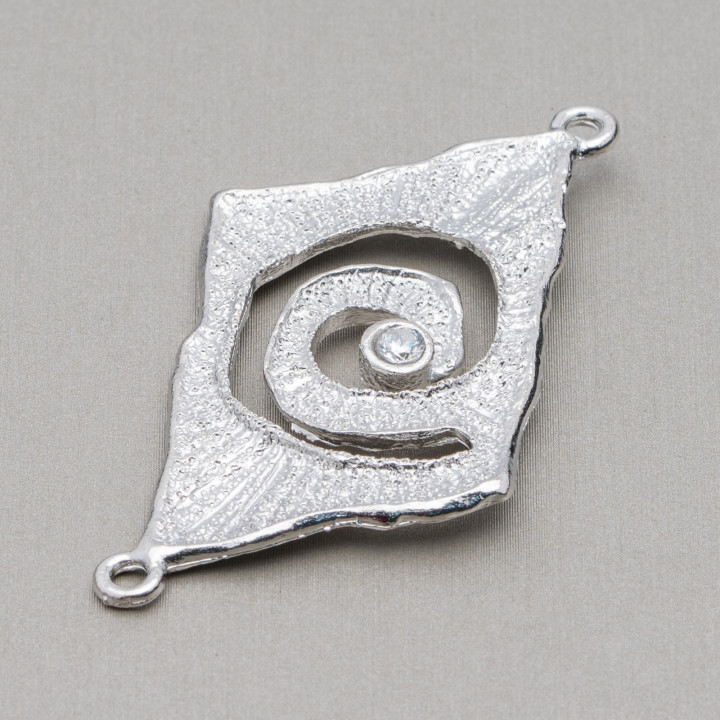 Messing-Komponentenverbinder mit rechteckigem Zirkonia 35x55 10 Stück Rhodium