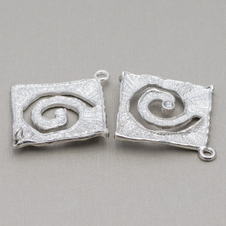 Brass Component Connector With Zircon Rhombus 34x38mm 10pcs