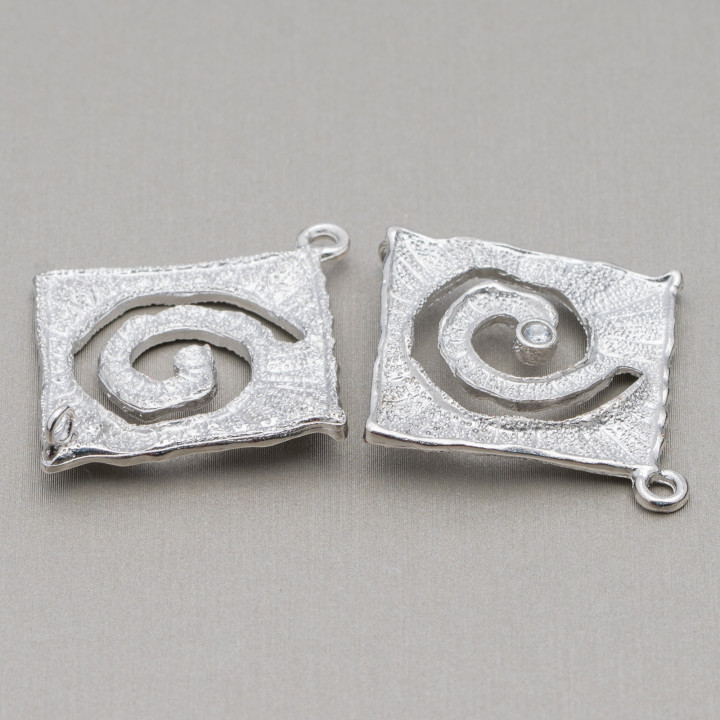 Ορειχάλκινος σύνδεσμος εξαρτημάτων με ζιργκόν ρόμβος 34x38mm 10τμχ