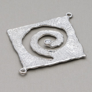 Conector Latón Componente Con Rombo Zircon 50x60 10pcs Rodio