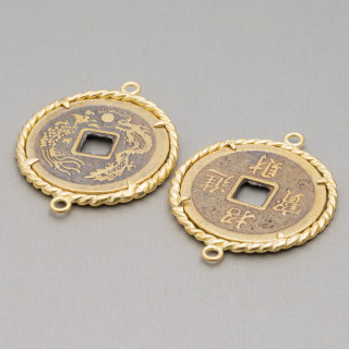 Messing Komponentenverbinder Coin Set Rund 40mm 6St