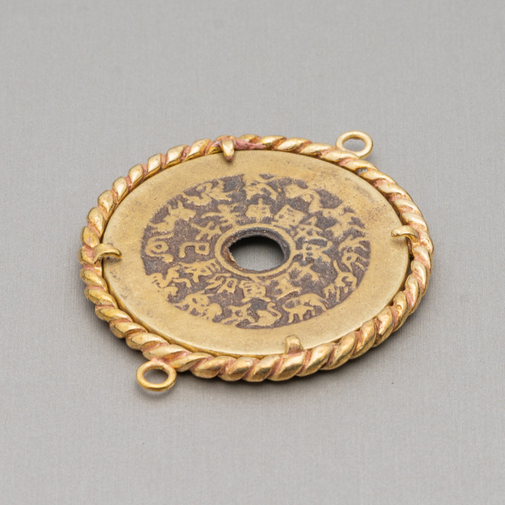 Brass Component Connector Coin Set Round 45mm 5pcs MOD1