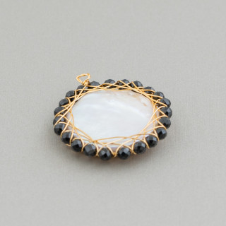 Conector de componente River Pearl con piedras retorcidas de corte de diamante 26 mm 1 pieza