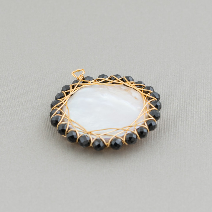 Connecteur de composant River Pearl avec pierres taillées en diamant torsadé 26mm 1pc