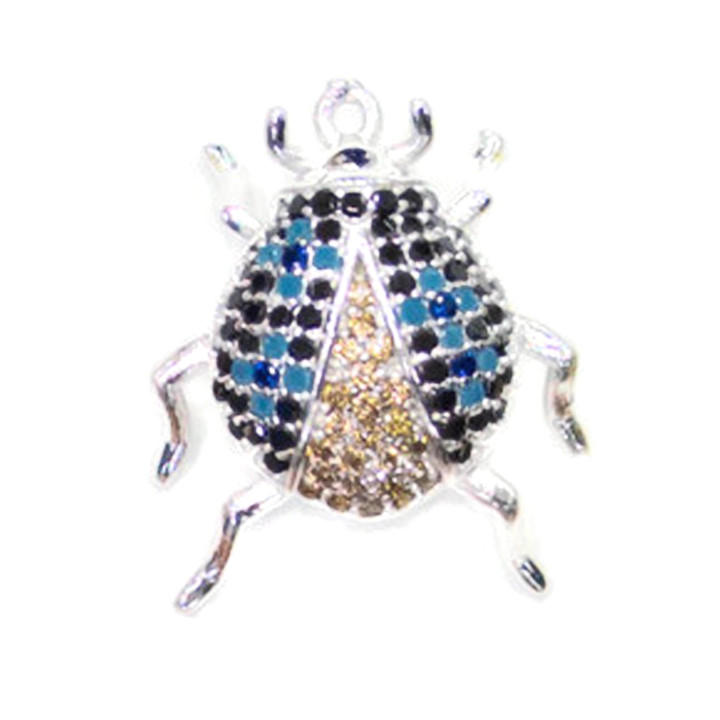 Bronze Connectors With Zircons CZ Micro Pave' Scarabs With 1 Ring 17x20mm 6pcs