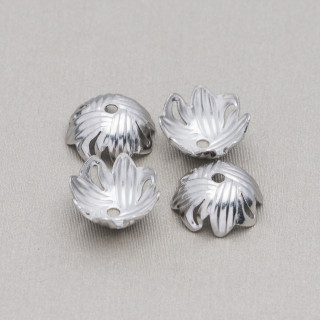 Coppette Di Acciaio 316 Fiore Forato Rigato 10mm 100gr
