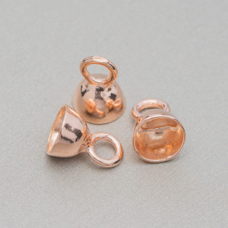 Coppette Di Argento 925 Con Barretta 7x10mm Oro Rosa 4pz