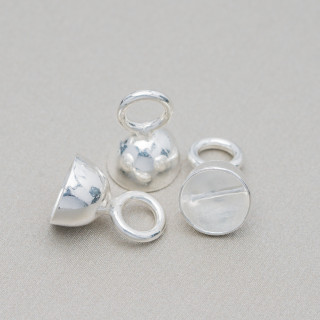 Coppette Di Argento 925 Con Barretta 8x10,5mm Argentato 4pz