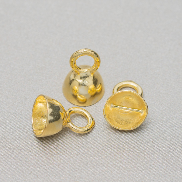 925 Silver Cups With Bar 8x10.5mm Golden 10pcs