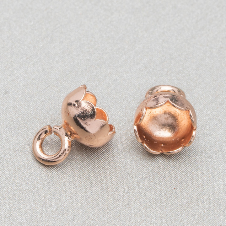 Becher aus Silber 925 Terminal für Wachslack 6,5 x 8 mm 15 Stk. Roségold