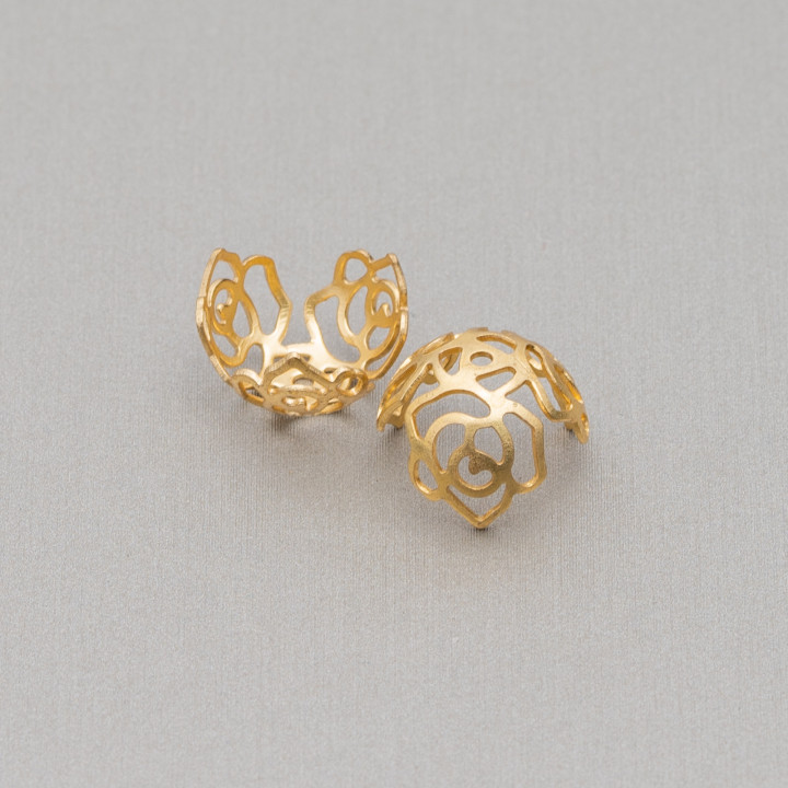 Copas Bronce Filigrana Rosa Con 3 Puntas 12mm 100Pz